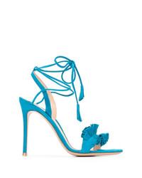 Sandales à talons en daim bleues Gianvito Rossi