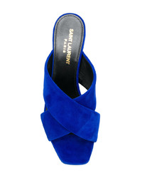 Sandales à talons en daim bleues Saint Laurent