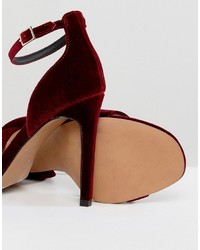 Sandales à talons en daim bordeaux Asos