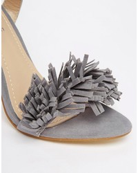 Sandales à talons en daim grises