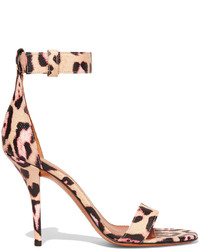 Sandales à talons en daim imprimées léopard marron clair Givenchy