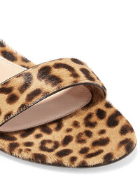 Sandales à talons en daim imprimées léopard marron Gianvito Rossi