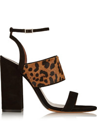 Sandales à talons en daim imprimées léopard noires Tabitha Simmons