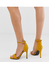 Sandales à talons en daim jaunes New Look