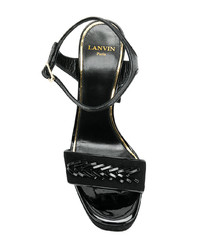 Sandales à talons en daim noires Lanvin