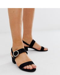 Sandales à talons en daim noires Simply Be Extra Wide Fit