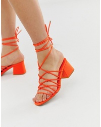 Sandales à talons en daim orange ASOS DESIGN