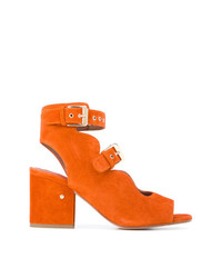 Sandales à talons en daim orange Laurence Dacade