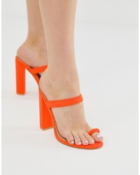 Sandales à talons en daim orange SIMMI Shoes