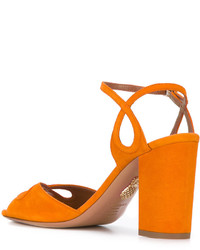 Sandales à talons en daim orange Aquazzura