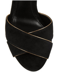 Sandales à talons en daim ornées noir et doré Dolce & Gabbana