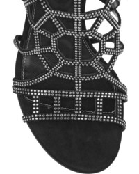 Sandales à talons en daim ornées noires Sergio Rossi
