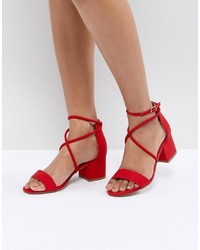 Sandales à talons en daim rouges New Look