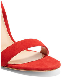 Sandales à talons en daim rouges Gianvito Rossi