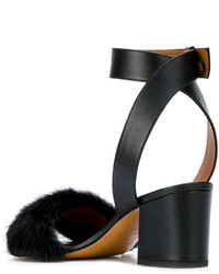 Sandales à talons en fourrure noires Givenchy