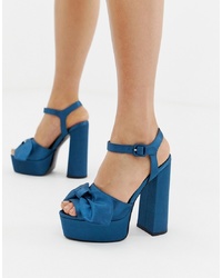 Sandales à talons en satin bleues ASOS DESIGN