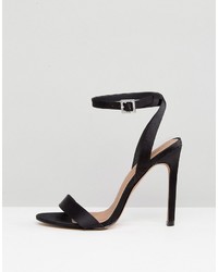 Sandales à talons en satin noires Asos