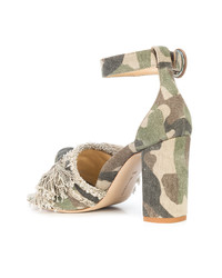 Sandales à talons en toile camouflage olive Marion Parke