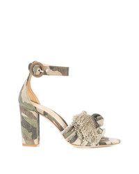 Sandales à talons en toile camouflage olive Marion Parke
