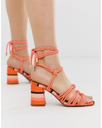 Sandales à talons en toile orange ASOS DESIGN