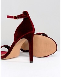 Sandales à talons en velours bordeaux Asos