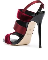 Sandales à talons en velours bordeaux Giuseppe Zanotti Design