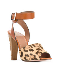 Sandales à talons imprimées léopard marron clair RED Valentino