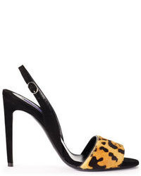 Sandales à talons imprimées léopard noires