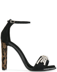 Sandales à talons imprimées léopard noires Giuseppe Zanotti Design