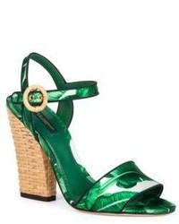Sandales à talons imprimées vertes
