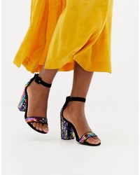 Sandales à talons pailletées multicolores