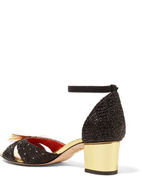 Sandales à talons pailletées noires Charlotte Olympia