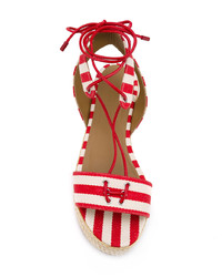 Sandales compensées blanc et rouge Sonia Rykiel