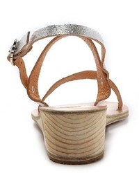 Sandales compensées en cuir argentées Ancient Greek Sandals