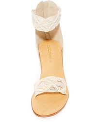 Sandales compensées en cuir blanches Cocobelle