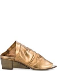Sandales compensées en cuir dorées Marsèll