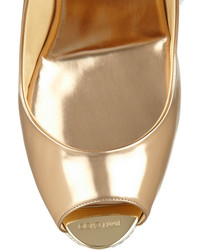 Sandales compensées en cuir dorées Jimmy Choo