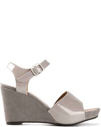 Sandales compensées en cuir grises Avril Gau
