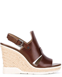 Sandales compensées en cuir marron Calvin Klein