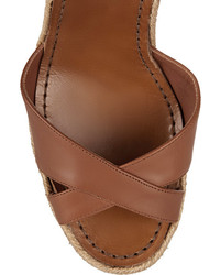 Sandales compensées en cuir marron Valentino