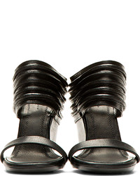 Sandales compensées en cuir noires Rick Owens