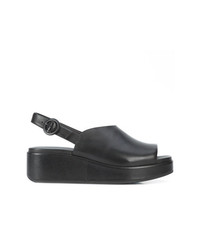 Sandales compensées en cuir noires Camper