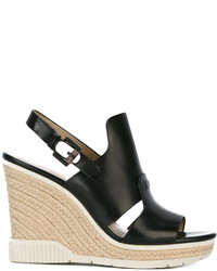 Sandales compensées en cuir noires CK Calvin Klein