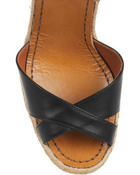 Sandales compensées en cuir noires Valentino