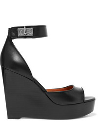 Sandales compensées en cuir noires Givenchy