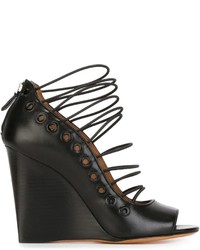 Sandales compensées en cuir noires Givenchy