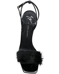 Sandales compensées en cuir noires Giuseppe Zanotti Design