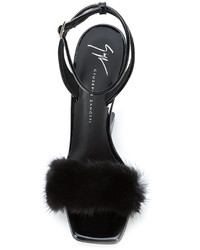 Sandales compensées en cuir noires Giuseppe Zanotti Design