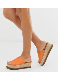Sandales compensées en cuir orange ASOS DESIGN