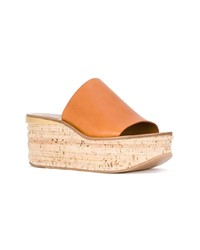 Sandales compensées en cuir orange Chloé